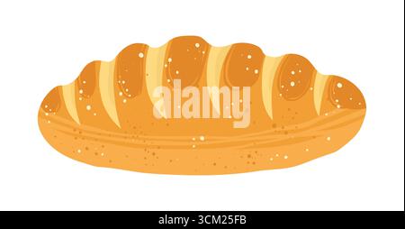 Loaf or bread, baking bread illustration. Hand drawn bun baked pastry wheat cartoon art. Textured pastries for bakery grocery branding, menu, logo, recipe books, wallpaper packaging, background vector Stock Vector
