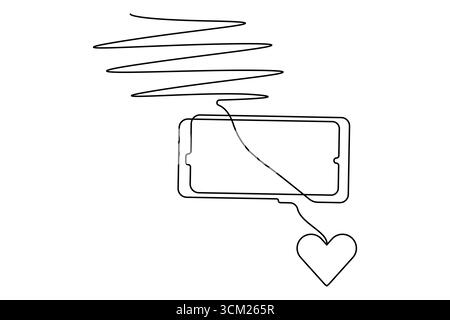 Smart Mobile continuous one line art drawing Smart Mobile vector illustration Stock Vector