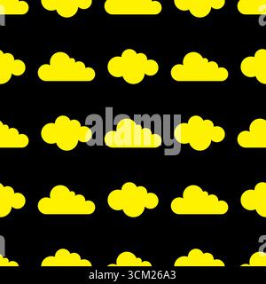 Seamless Pattern Yellow Cloud With Black Background Stock Vector