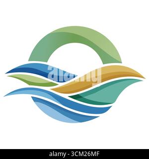 "Wave & Sun Logo Design" Stock Vector
