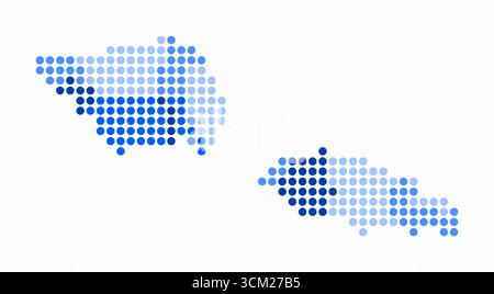 Samoa dotted map. Digital style map of the country on white background. Samoa shape with circle dots. Colored dots style. Large size circles. Stock Vector