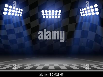 Racing track Background. Racing track with Start or Finish line. Go-kart track. Race track road. Vector Illustration. Stock Vector