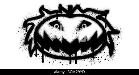Halloween pumpkin horror in graffiti style on white background, Scary pumpkins. Stock Vector