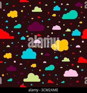 Colorful Cloud Seamless Pattern Vector Stock Vector
