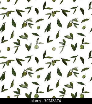 Olive Tree Branches seamless pattern. Vector graphic line ink colored illustration. symbol of Peace resistance resilience strength Design for package, Stock Vector