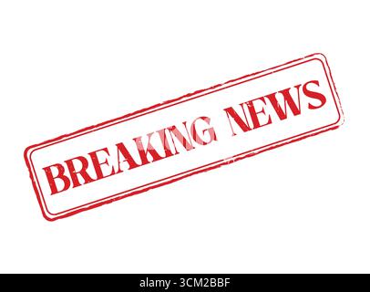 A Breaking News Rubber Stamp Seal with an Outline and Text Stock Vector