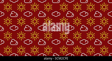 Cloud And Sun Seamless Pattern Design Stock Vector