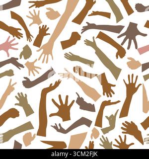 Seamless background of people's hands. Stock vector illustration. hand drawn. Not AI. Stock Vector