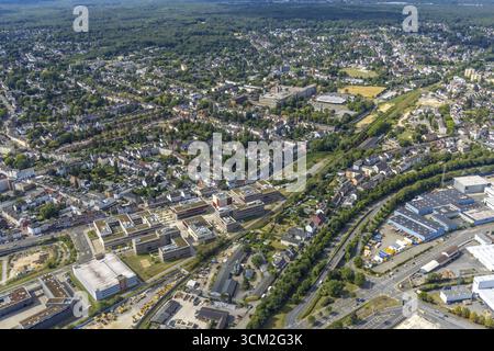 Aerial view, construction site Duisburger Strasse at the Hochschule Ruhr West - Campus Muelheim, Duisburger Strasse, Broich, Muelheim an der Ruhr, Ruh Stock Photo