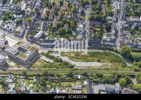 Aerial view, construction site Duisburger Strasse at the Hochschule Ruhr West - Campus Muelheim, Duisburger Strasse, Broich, Muelheim an der Ruhr, Ruh Stock Photo
