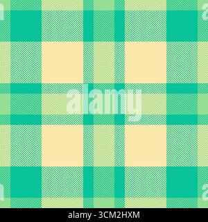 Scotland tartan fabric seamless, quality check plaid vector. Adorable background pattern textile texture in teal and yellow colors palette. Stock Vector