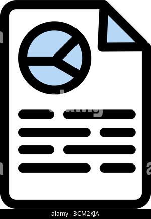 This icon visually represents a business report- It features a pie chart and text- ideal for presentations and data analysis visuals. Perfect for busi Stock Vector