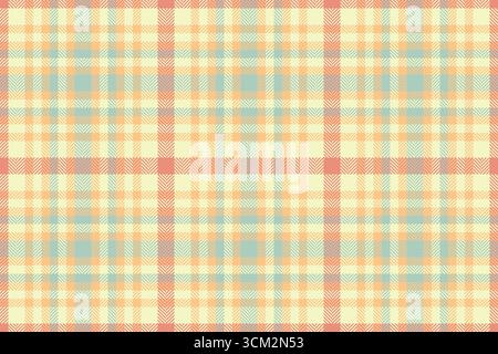Horizontal textile pattern tartan, curve background texture vector. Yuletide fabric check seamless plaid in light and orange colors palette. Stock Vector