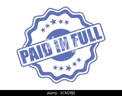 A Paid In Full Rubber Stamp Seal with a Decorative Border Stock Vector