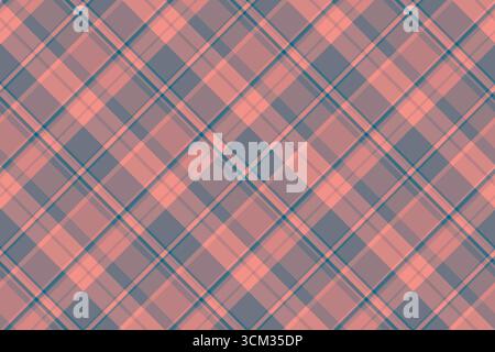 Pixel check textile vector, creation seamless fabric background. Soft plaid tartan texture pattern in pastel and red colors palette. Stock Vector