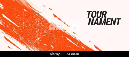 Grunge Sport Banner Design with Orange Brush Strokes on White Background Stock Vector