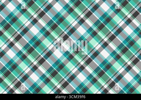 Brand fabric check textile, girl background pattern seamless. Quiet texture plaid vector tartan in grey and cyan colors palette. Stock Vector