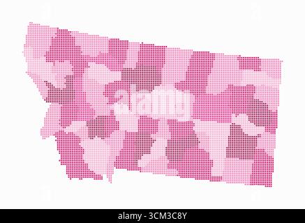 Square dots pattern map of Montana. Dotted pixel map with flag isolated ...