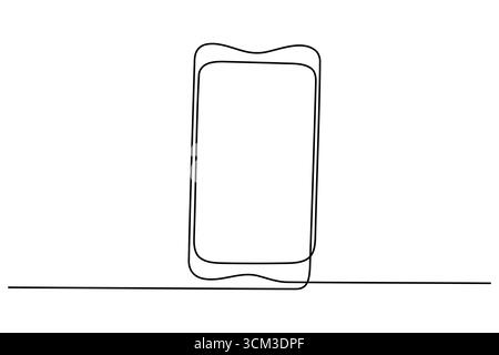 Smart Mobile continuous one line art drawing Smart Mobile vector illustration Stock Vector