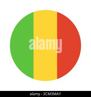 Mali round country flag. National mali circle flag. Republic of Mali circular shape button, badge, banner. Stock Vector
