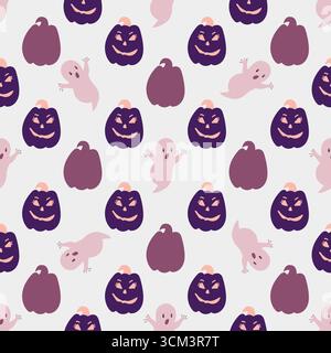 Seamless pattern with cute Halloween elements. Stock Vector