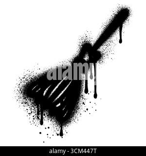 Spray Painted Graffiti Magic flying broom Sprayed isolated with a white background. Stock Vector