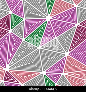 Tileable abstract background. Multiple repeated inner triangles. Big triangles size. Multiple colors style. Seamless pattern. Trending vector tiles. Stock Vector