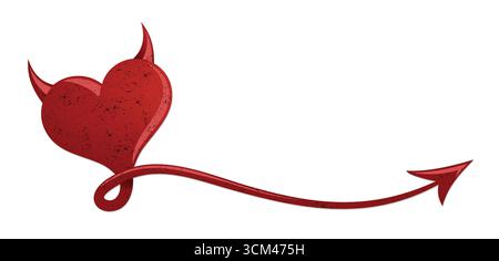 The symbol of the devil heart with horns and tail. Stock Vector