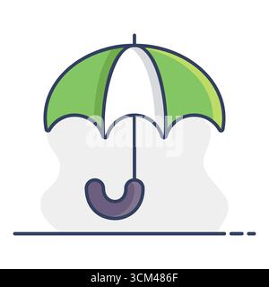 A simple, line art icon of an open umbrella. This symbol of protection from rain is perfect for weather apps, forecasts, or any design related to rain Stock Vector