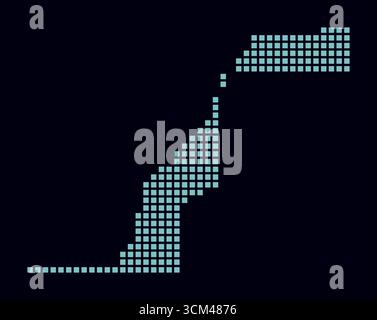 Western Sahara dotted map. Digital style map of the country on dark background. Western Sahara shape with square dots. Colored dots style. Stock Vector