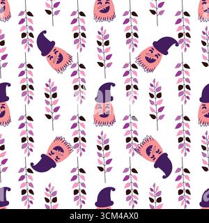 Seamless pattern with cute Halloween elements. Stock Vector