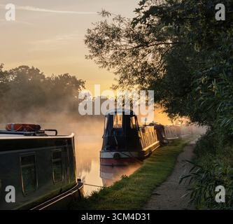 Sunrise Mist on a Canal Stock Photo