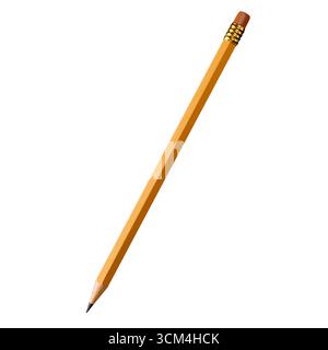 A wooden pencil with an eraser, used for writing or drawing on paper. 3d rendering Stock Photo