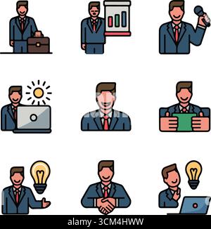 Businessman icon set illustrations Stock Vector