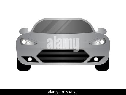 Racing Car or Sports Car or Super Car Front View. Vector Illustration. Stock Vector