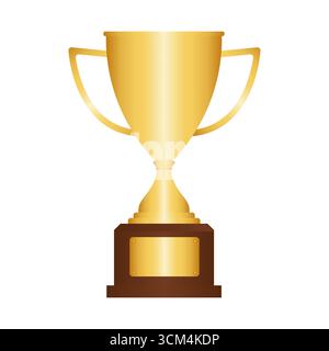 Golden Trophy Cup Isolated on White Background. Champion and Winning Concept. Vector Illustration. Stock Vector