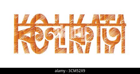 Kolkata Bangla-English creative text effect png images . Kolkata city font vector and illustration Stock Vector