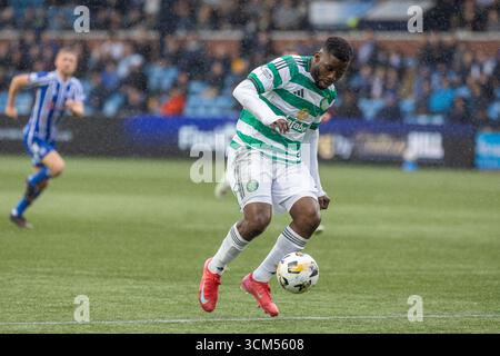 Kilmarnock, UK. 14 September 2025. Kilmarnock, UK. Kilmarnock FC played Celtic FC at Rugby Park, Kilmarnock, Ayrshire,  Scotland in a William Hill Premiership game. The final score was Kilmarnock 1 -2 Celtic. Image of Kelechi Iheanacho (C17) with the ball.Credit: Findlay/ Alamy Live News Stock Photo