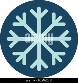 Flat Blue Snow Flake Sticker Icon Stock Vector