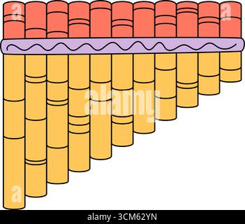 Groovy Retro Cartoon Music Flute Sticker Stock Vector