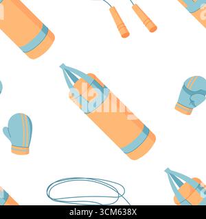 Flat Seamless Boxing Gym Pattern Stock Vector