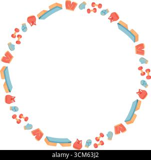 Minimal Flat Fitness Circle Frame Stock Vector