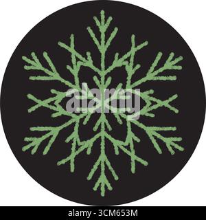 Chalk Snowflake Symbol On Circle Sticker Stock Vector