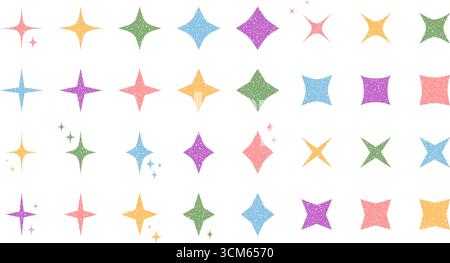Festive Pastel Chalk Star Set Stock Vector