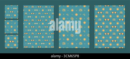 Cartoon Seamless Pattern With Sunscreen Sun Stock Vector