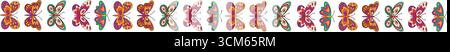 Groovy Retro Butterfly Border Pattern Stock Vector