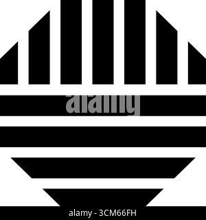 Stripy octagon form. Black striped geometric shape isolated on white background. Minimalistic design element. Vector graphic illustration. Stock Vector