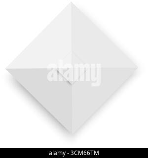 Square tent top view. Gazebo marquee. Beach umbrella. Event sunshade. Market, cafe or stand sun protection canopy mockup isolated on white background. Vector realistic illustration. Stock Vector