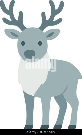 A gentle gray deer standing in profile with short branching antlers and a light chest patch Stock Vector