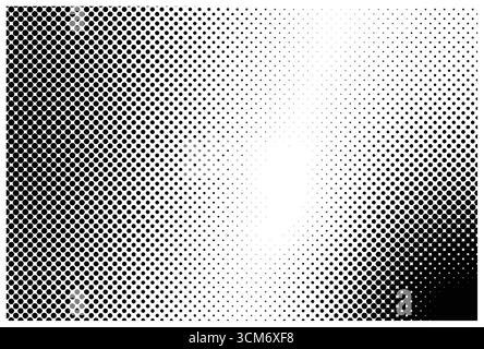 A dynamic halftone pattern with a gradient effect, transitioning from dense black dots to white. Stock Vector
